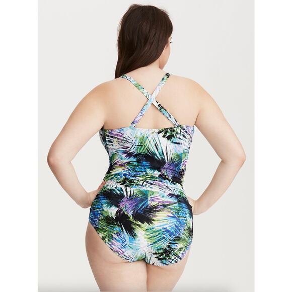 Torrid Underwire Lace-Up One Piece Swimsuit Cool Tropical Plus Size 4X - Picture 3 of 14